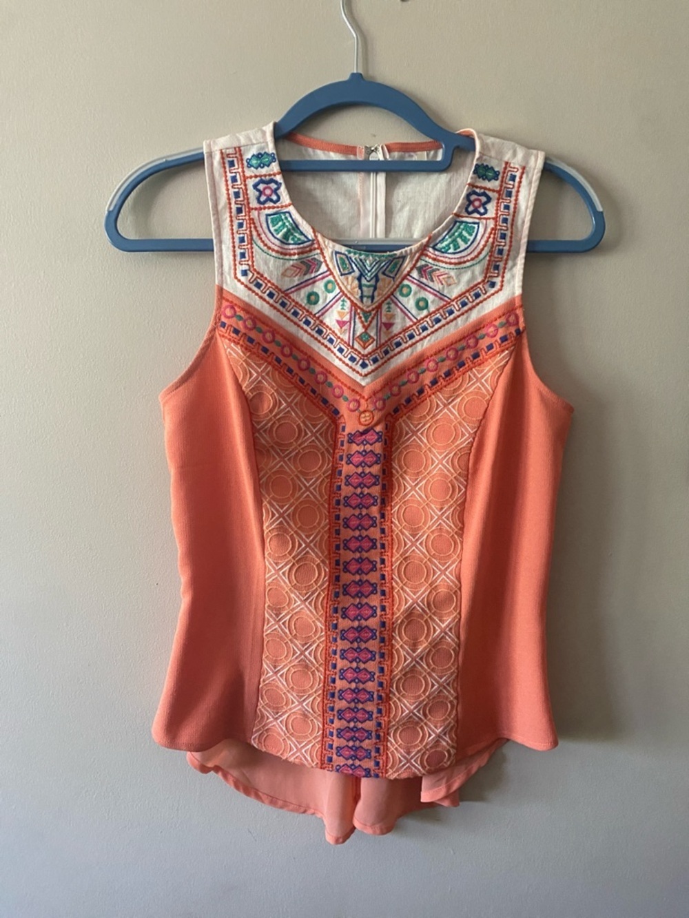 Coral Embroidered Sleeveless fitted Camisole